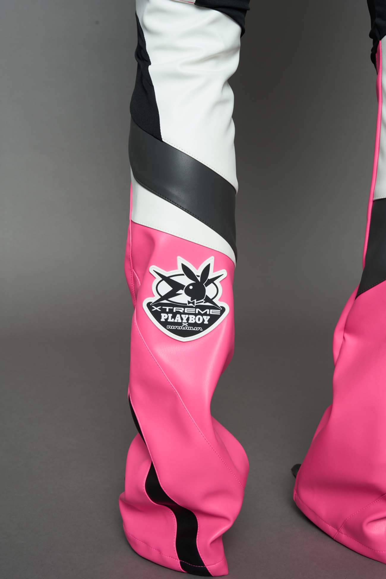 Playboy Moto Mesh Pants Pink Black — view 10