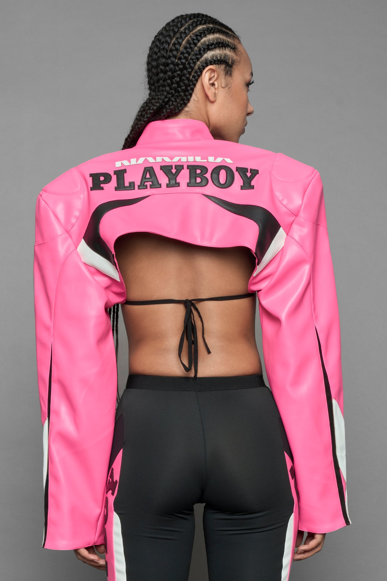 Playboy Moto Bolero Jacket Pink Black — view 4