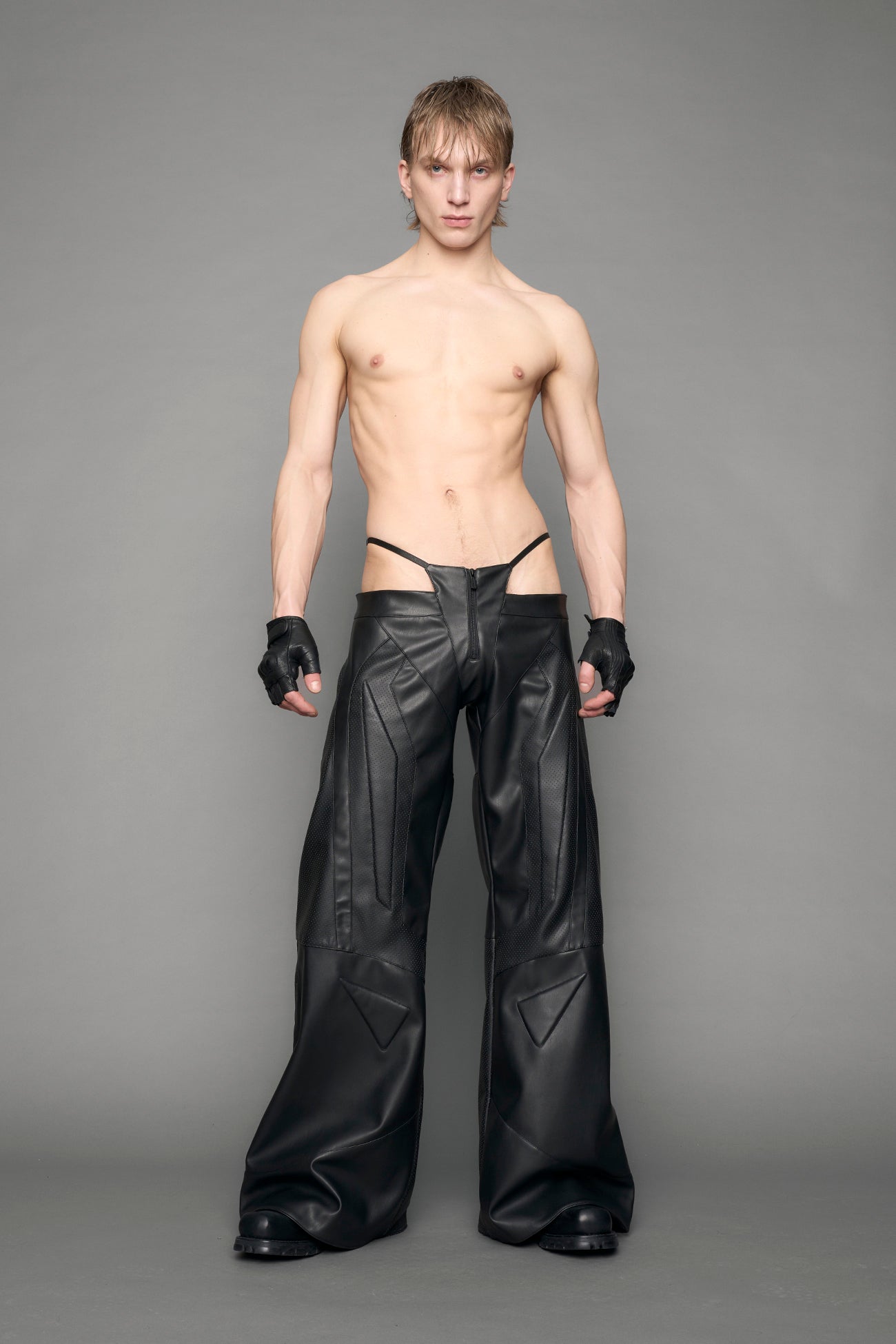 Perforated Moto Thong Pants — view 5