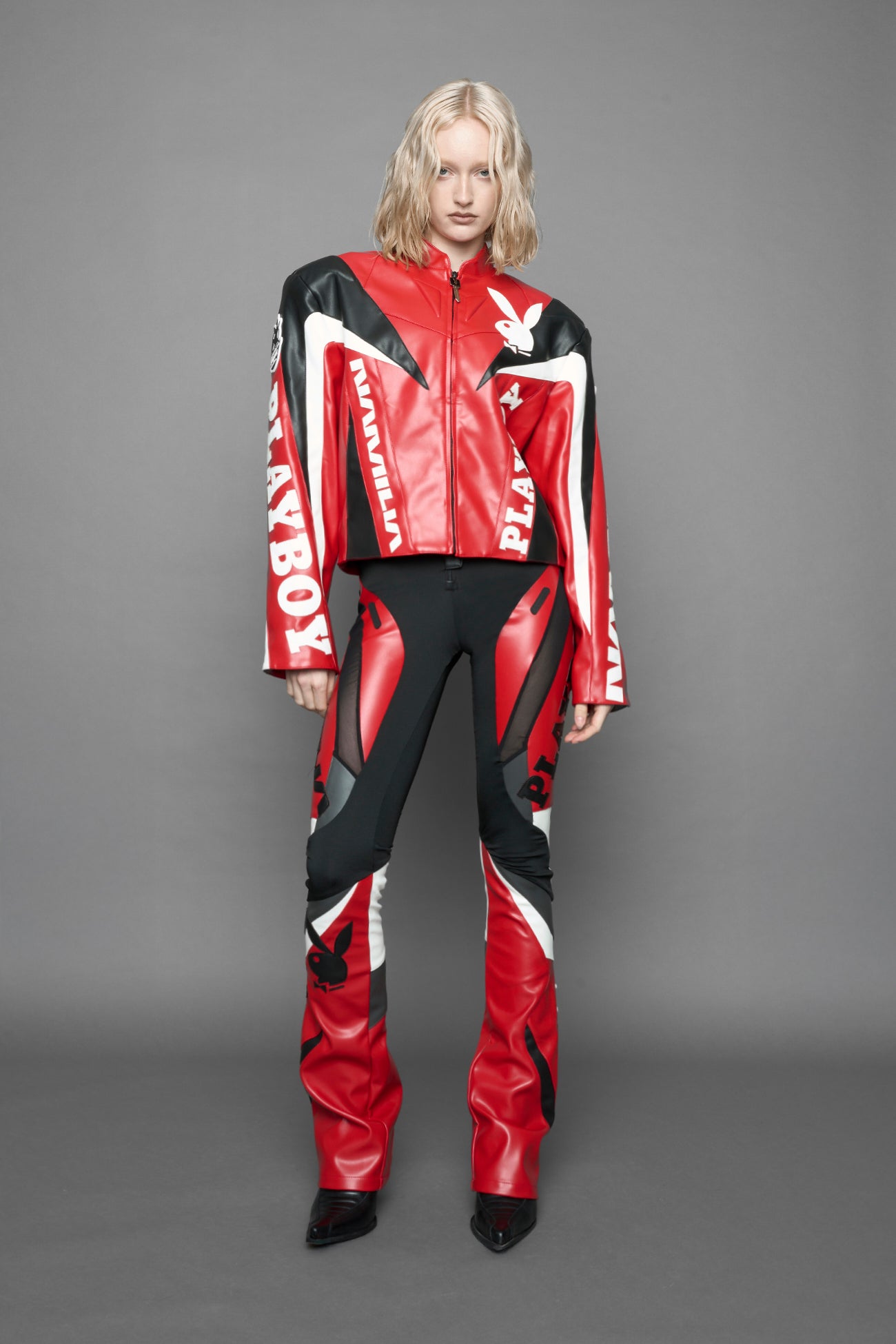 Playboy Moto Jacket Red Black — view 2