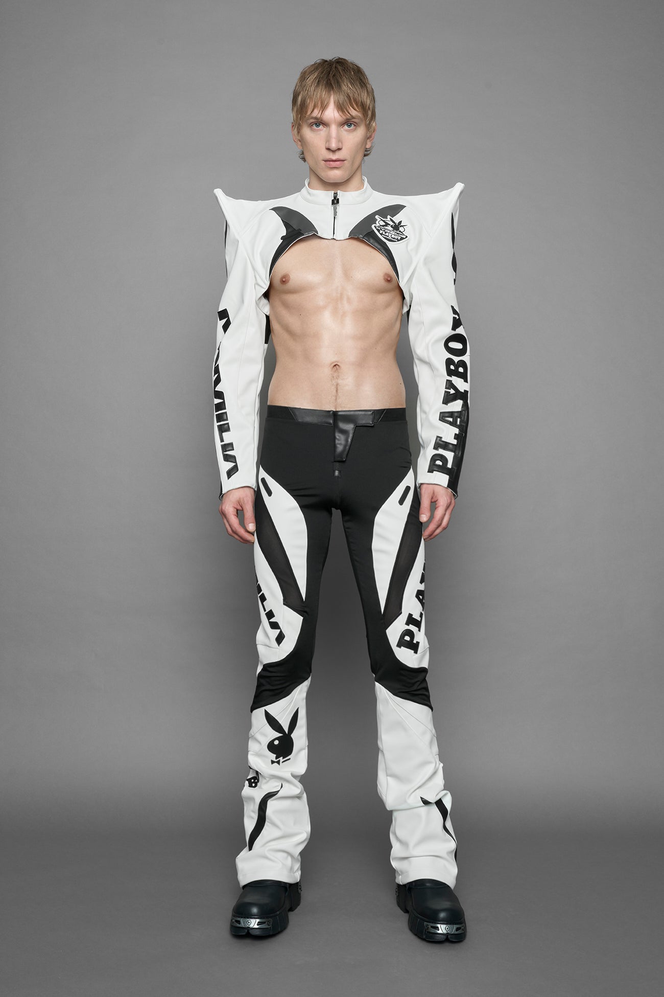 Playboy Spike Shoulder Bolero White Black — view 5