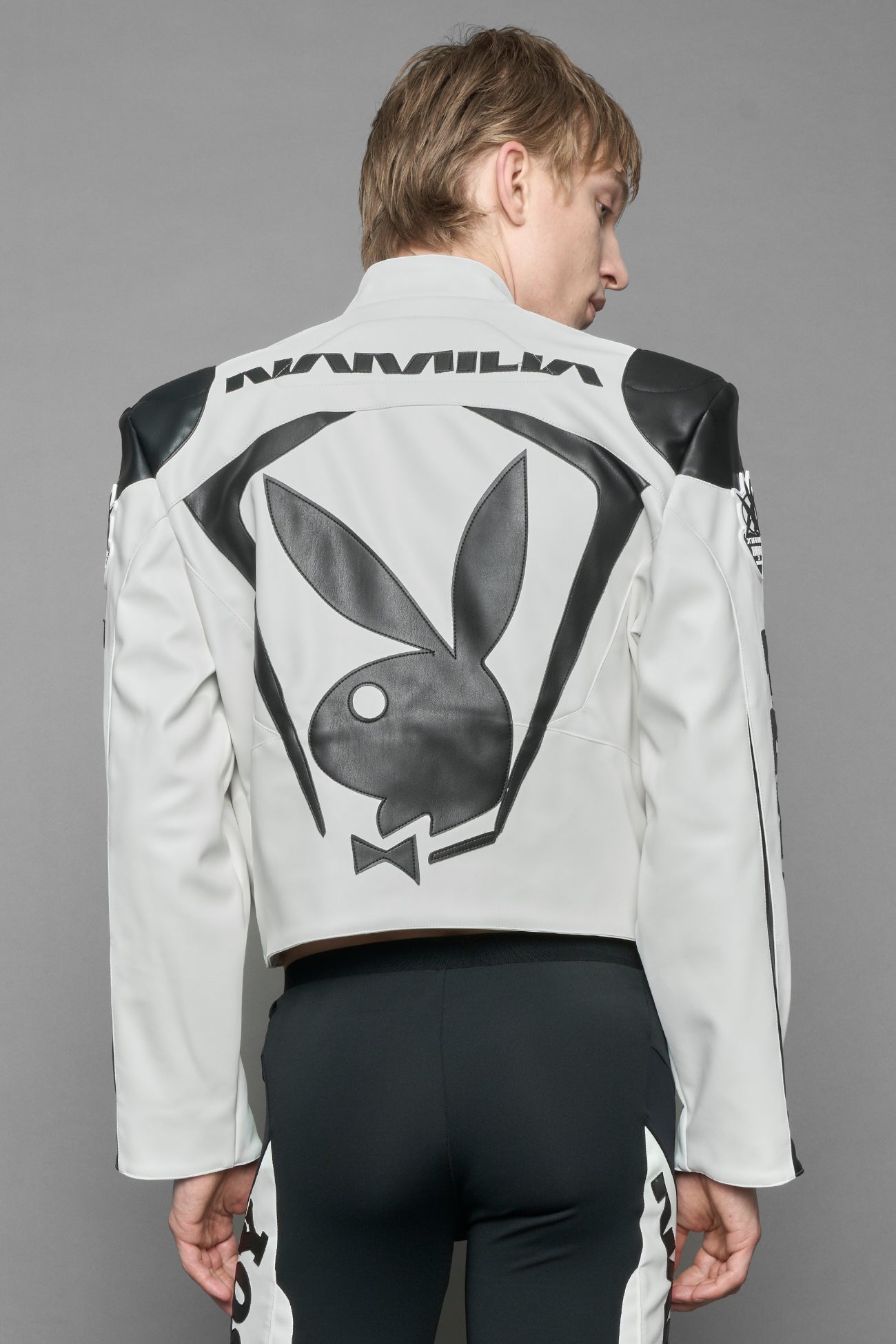 Playboy Moto Jacket White Black — view 9