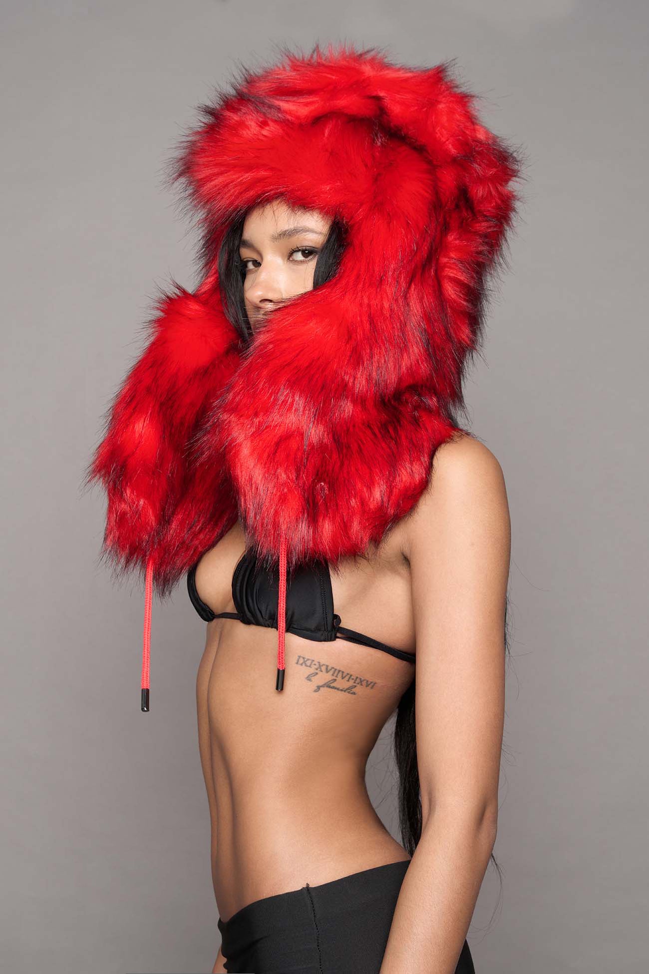Vip Faux Fur Hat Red — view 2