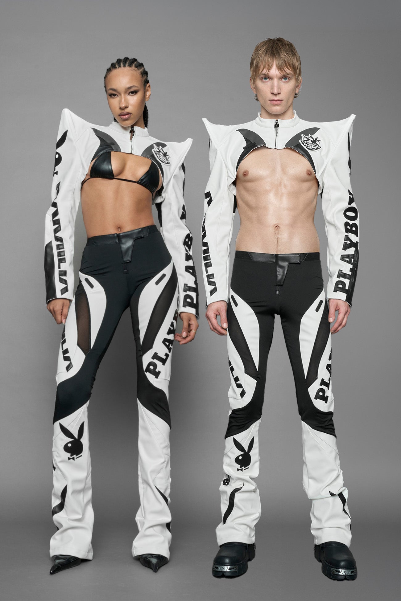 Playboy Spike Shoulder Bolero White Black — view 1
