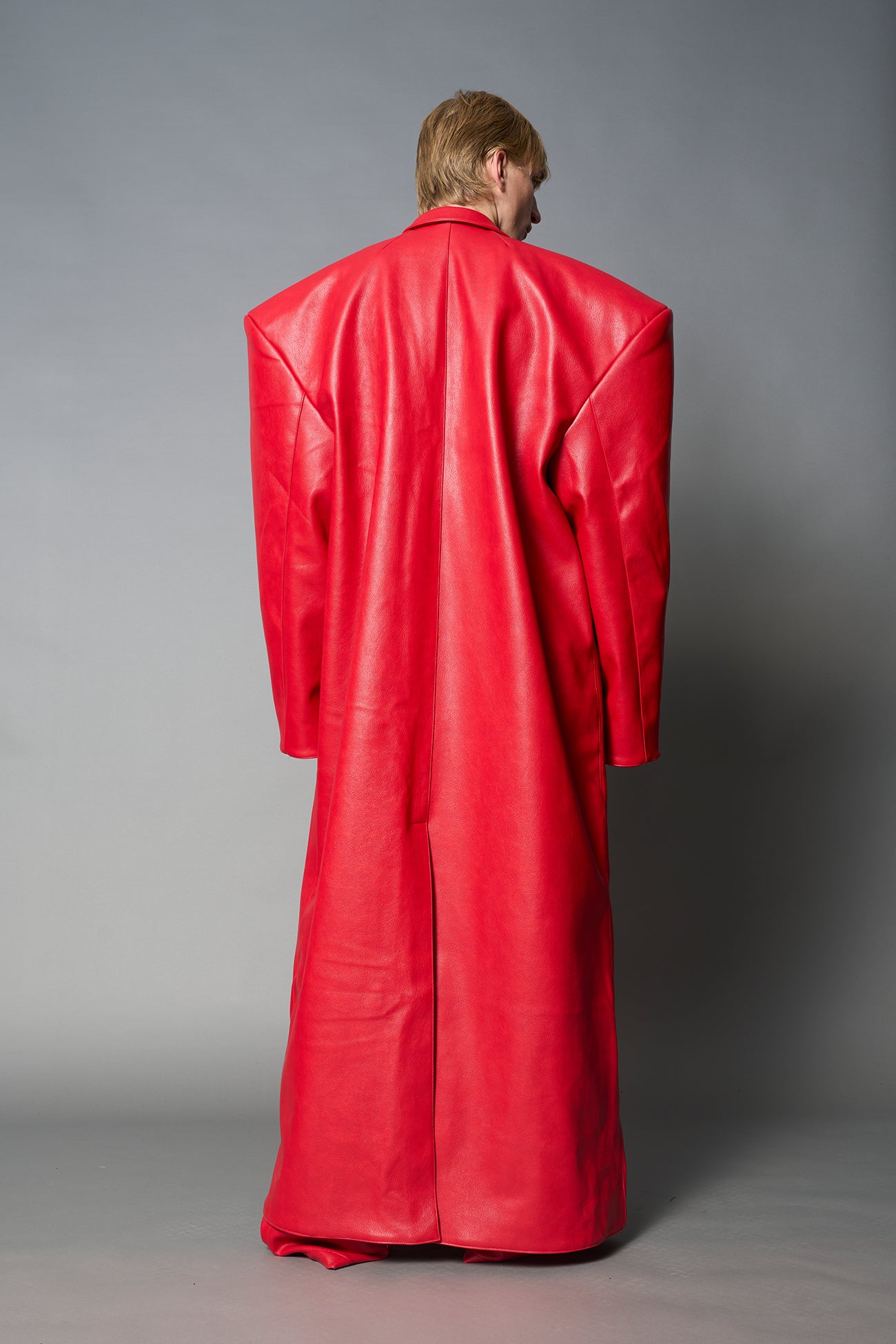 Leather Elongated Blazer Coat — view 9