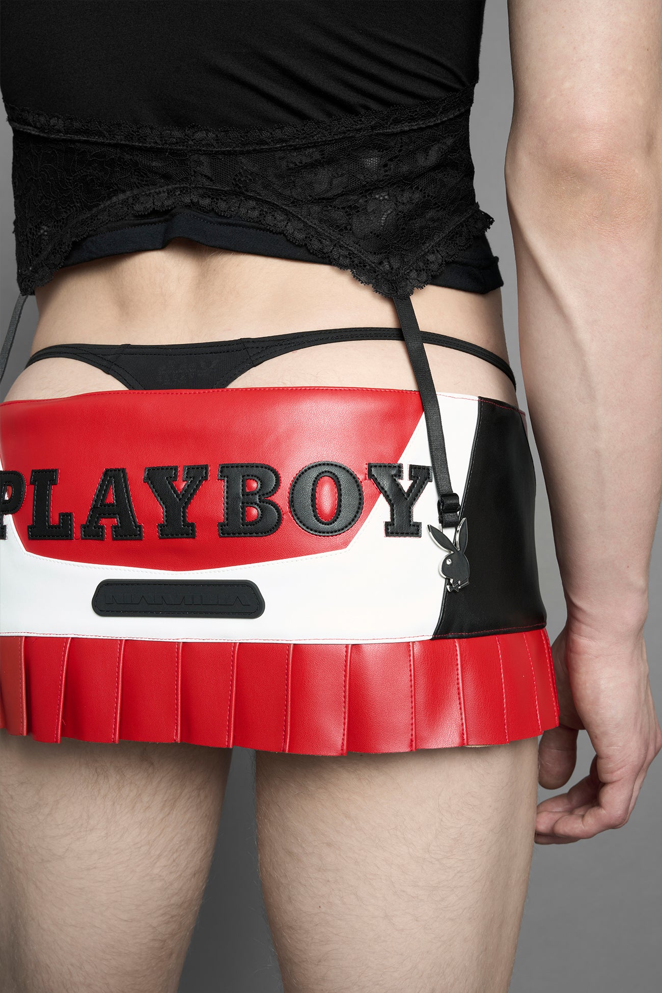 Playboy Moto Mini Skirt Red Black — view 11