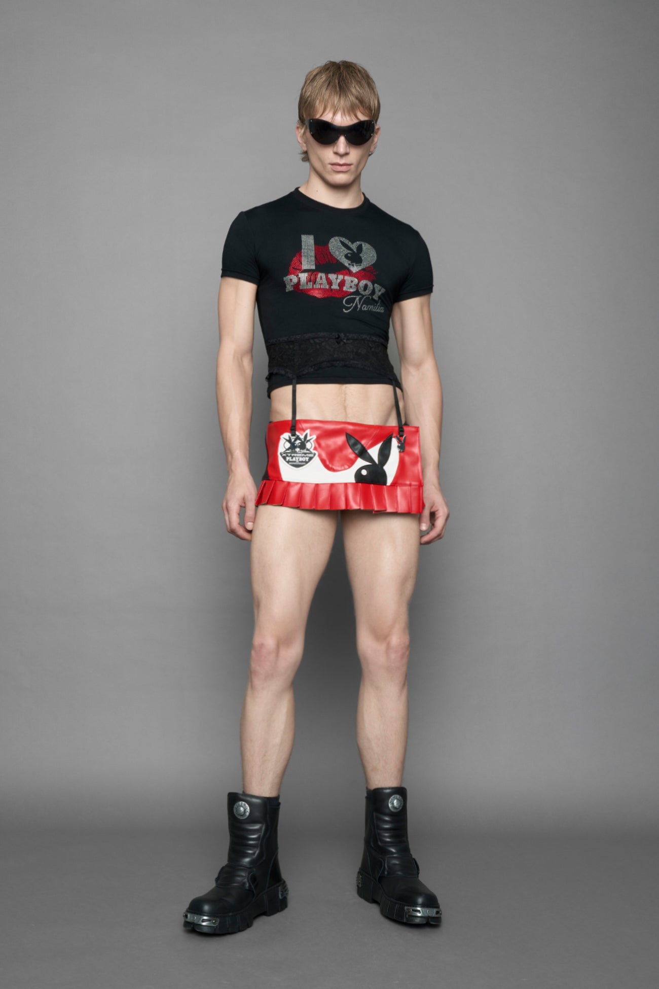 Playboy Moto Mini Skirt Red Black — view 10
