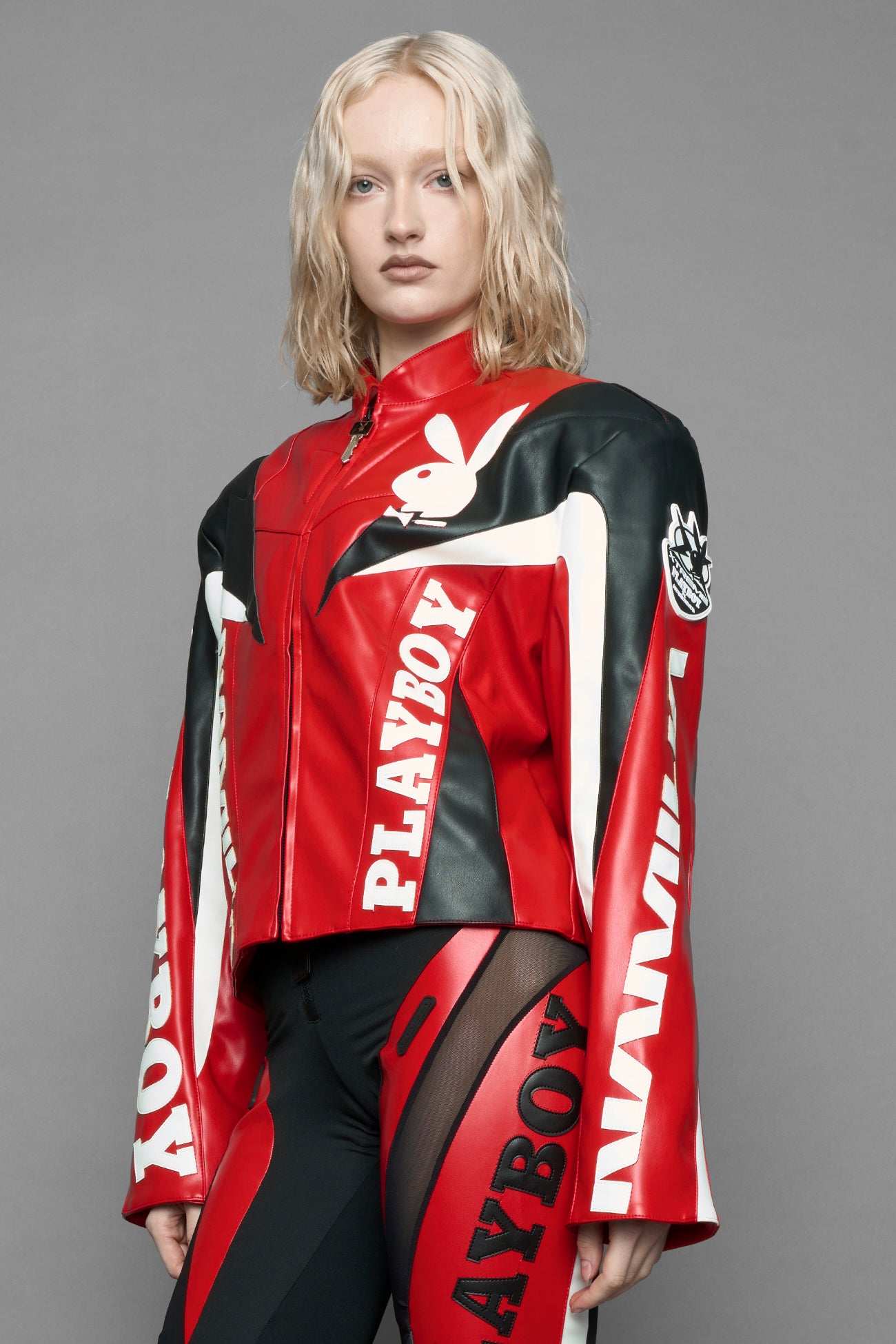 Playboy Moto Jacket Red Black — view 3