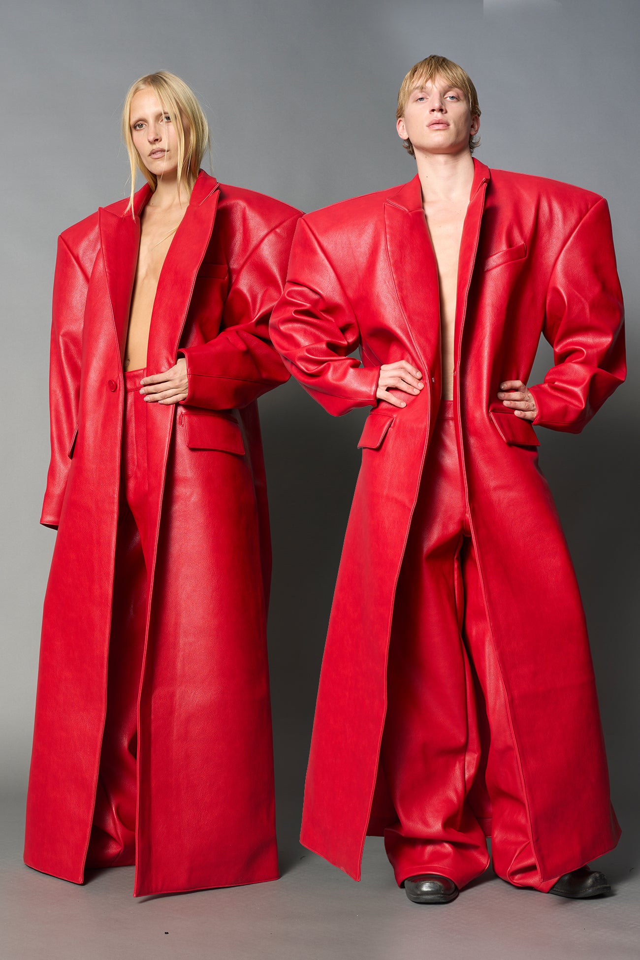 Leather Elongated Blazer Coat — view 1