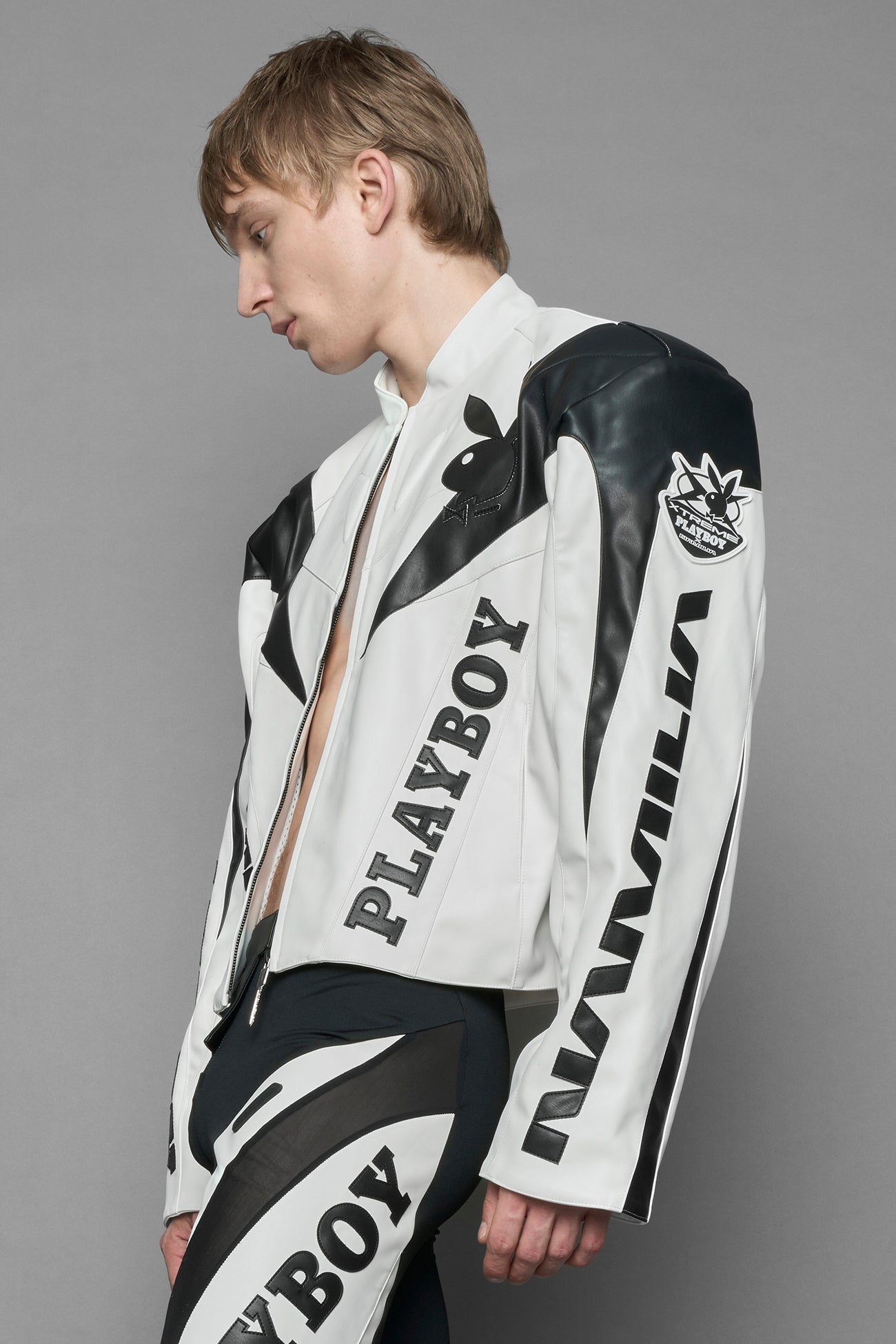 Playboy Moto Jacket White Black — view 8
