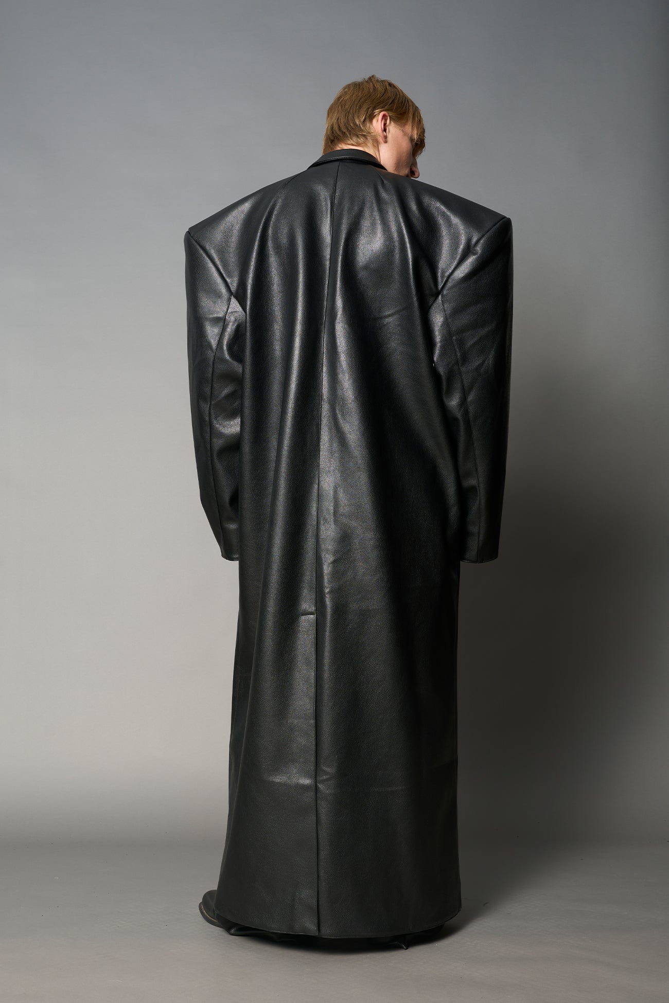 Leather Elongated Blazer Coat — view 9