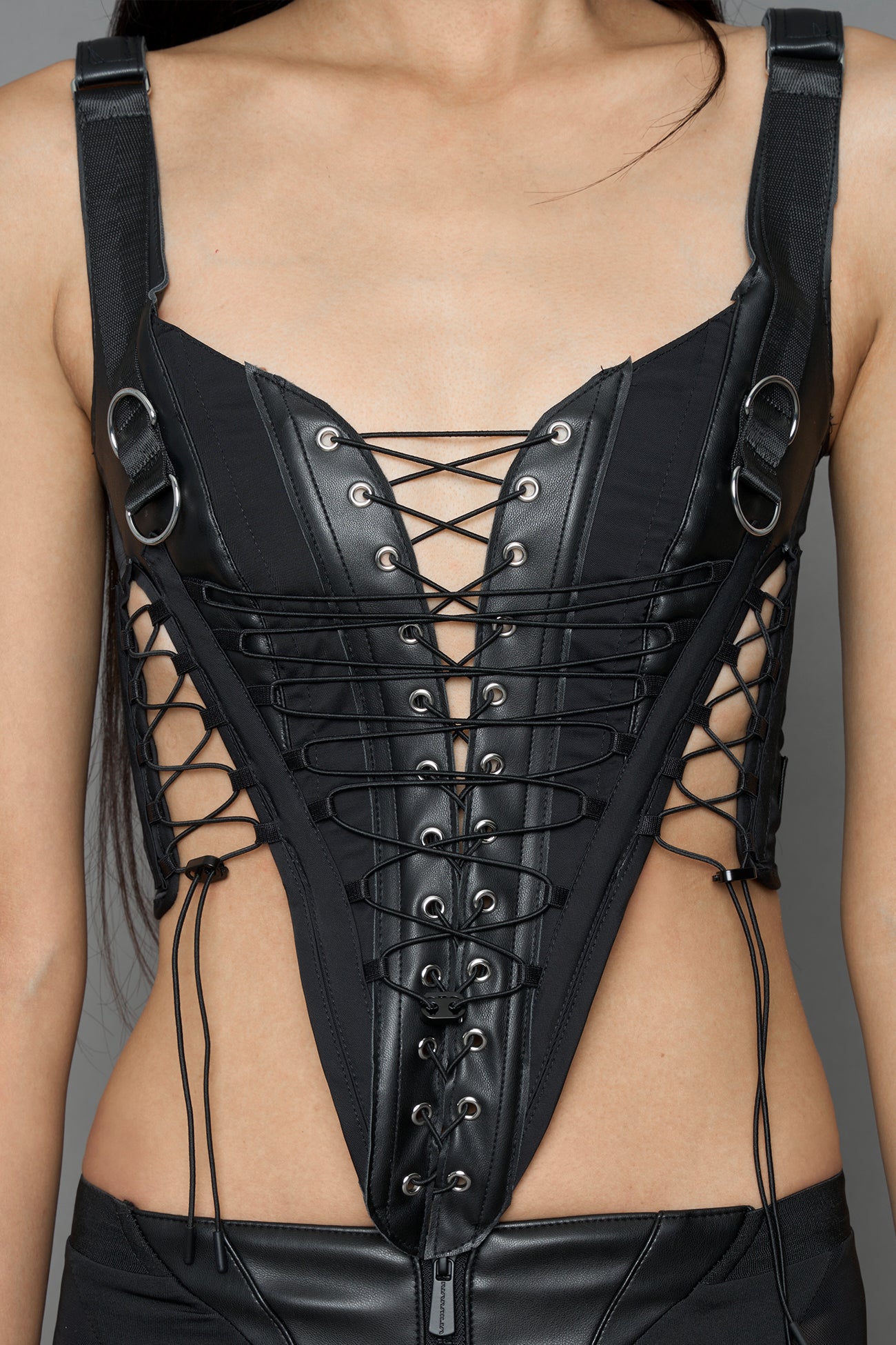 layered lace-up detailing