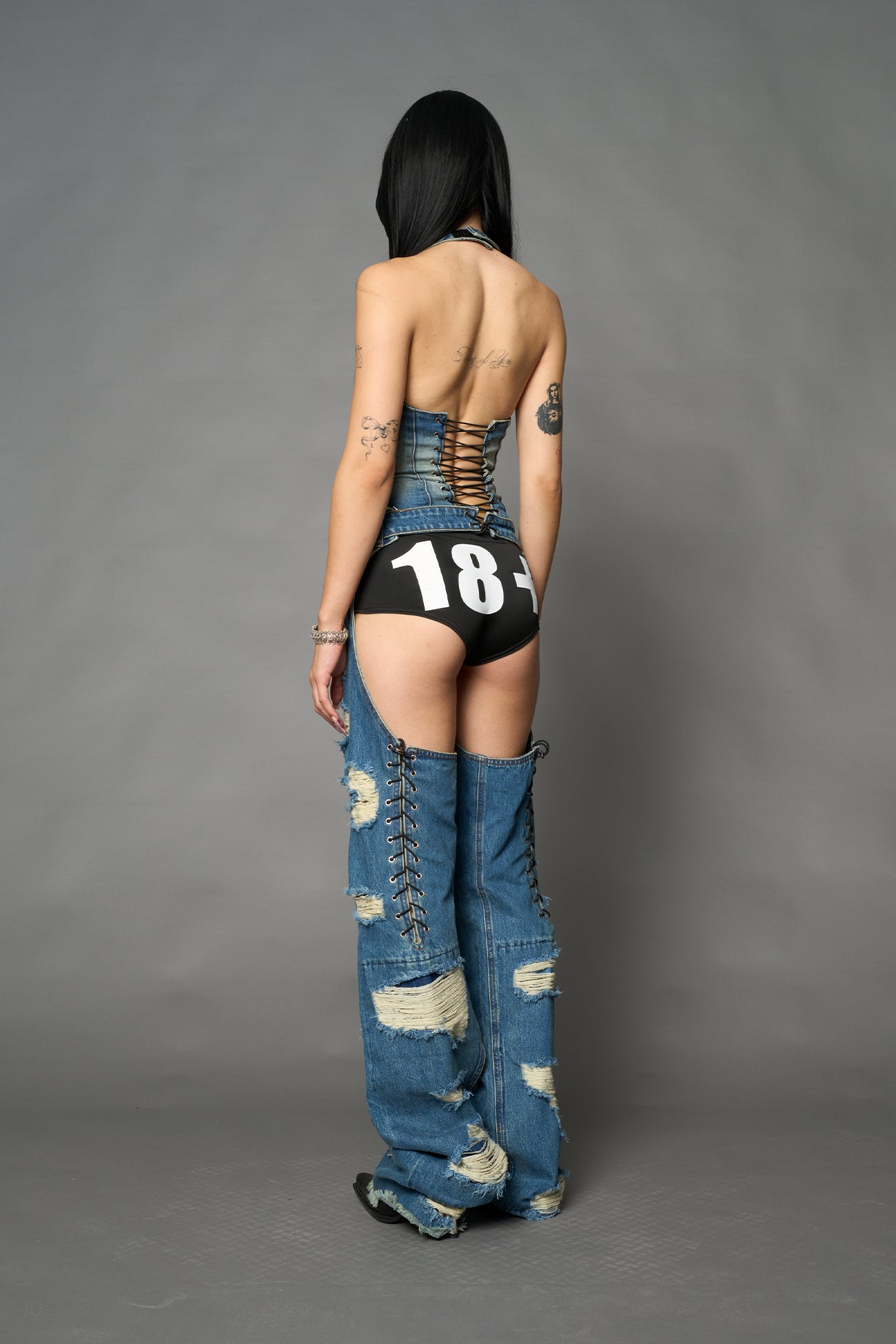 Denim Shredded Chaps — view 23
