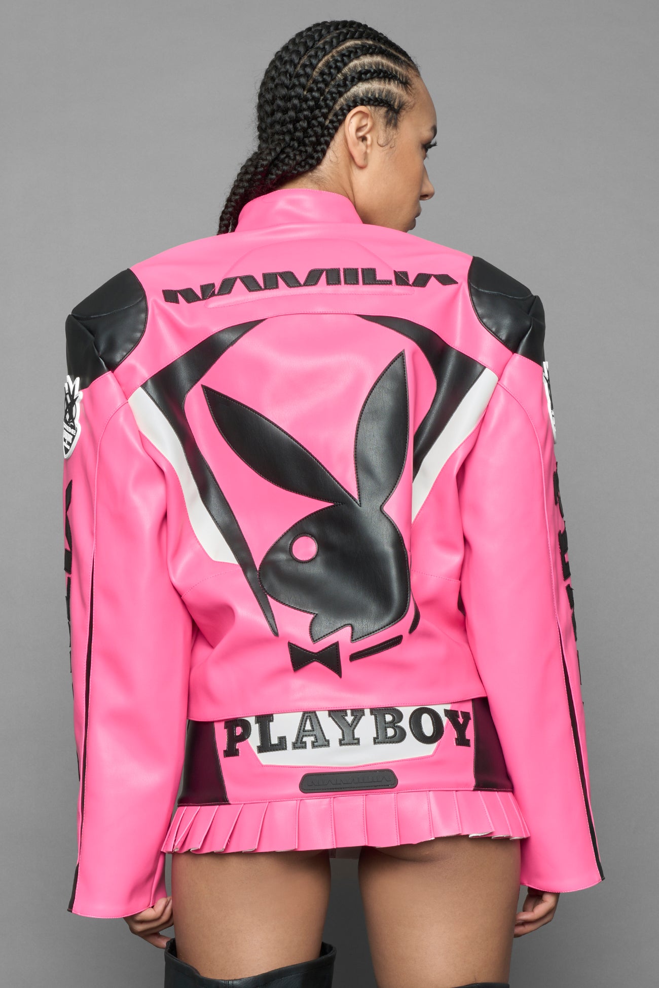 Playboy Moto Jacket Pink Black — view 6