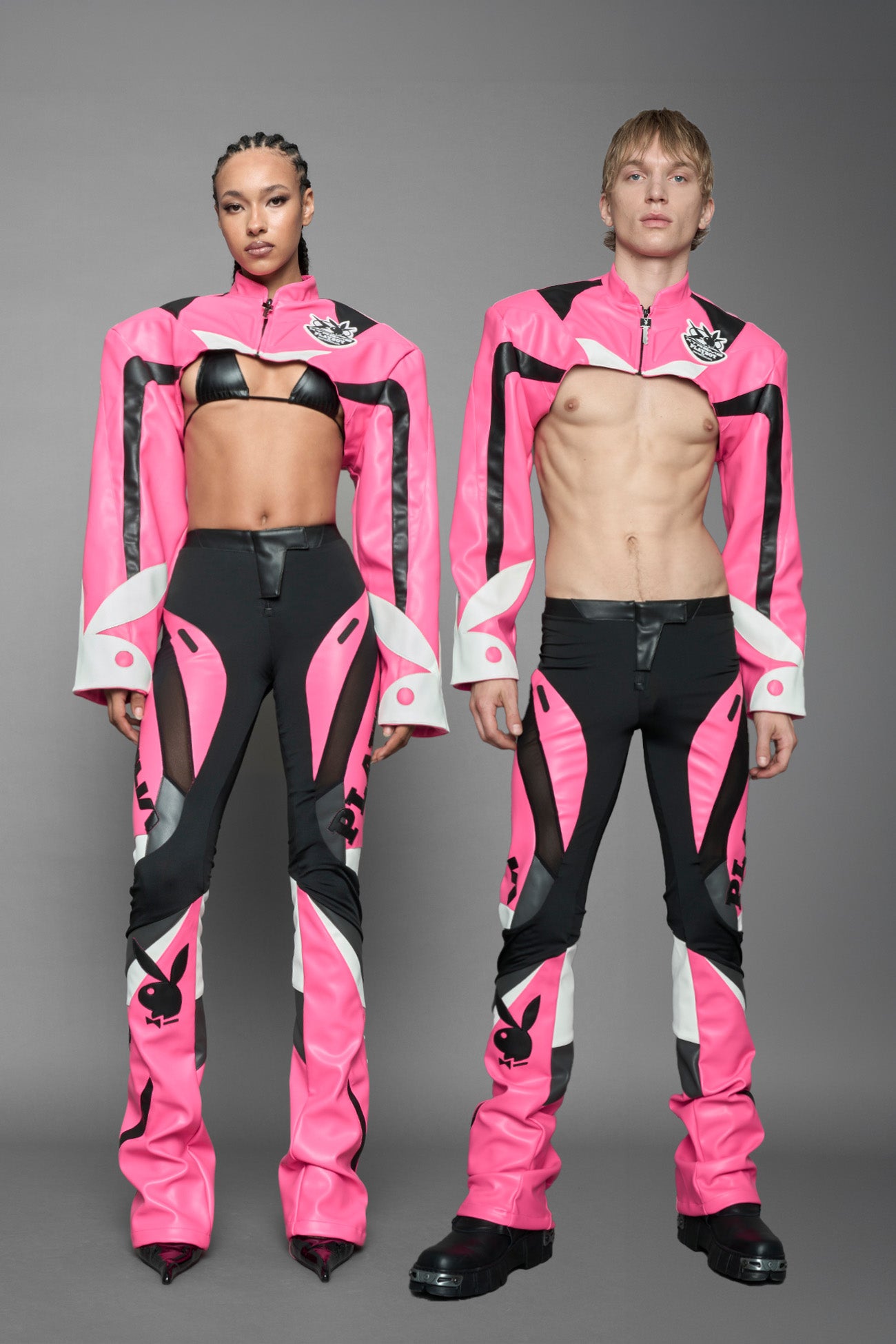 Playboy Moto Bolero Jacket Pink Black — view 1
