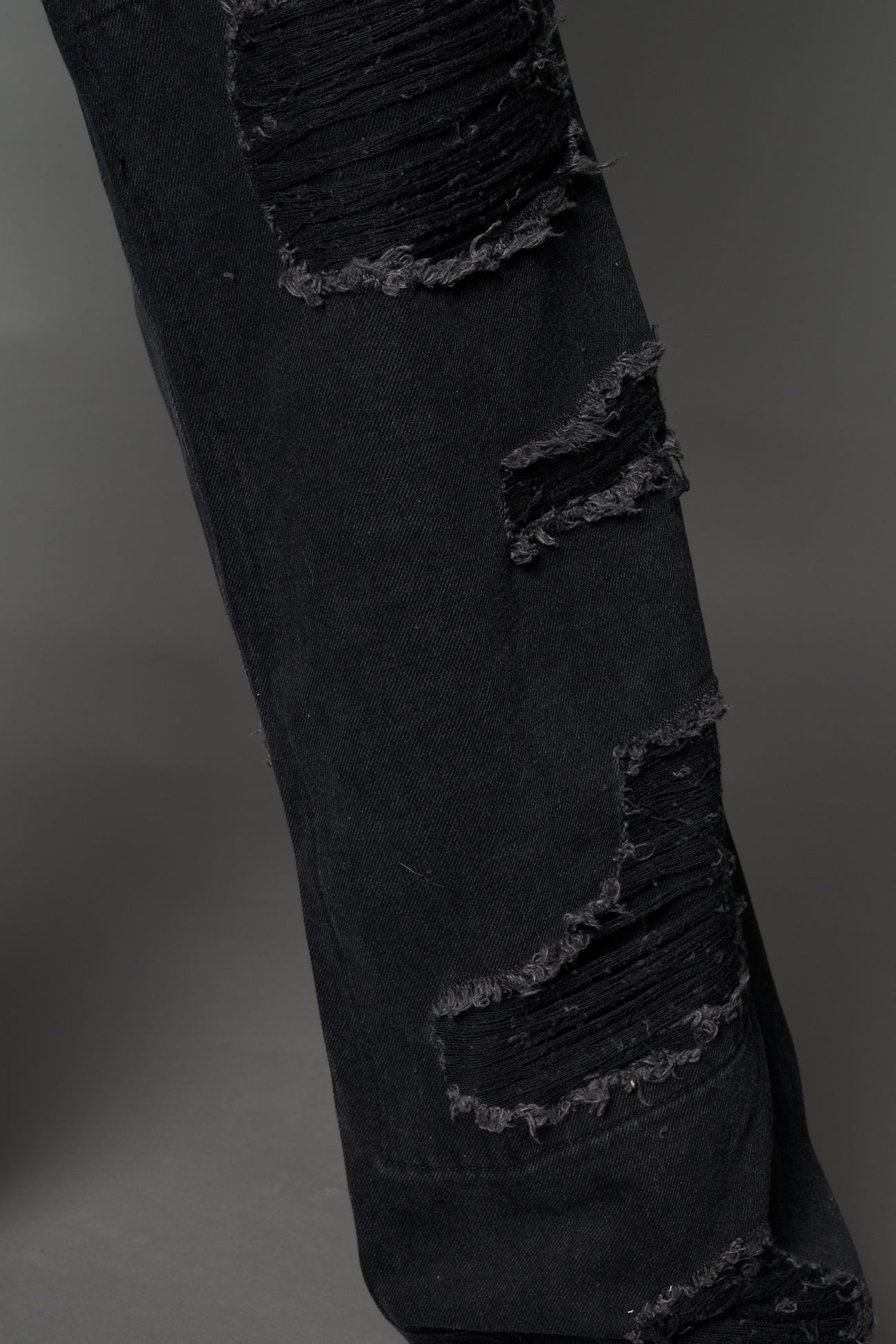 Denim Shredded Chaps detail