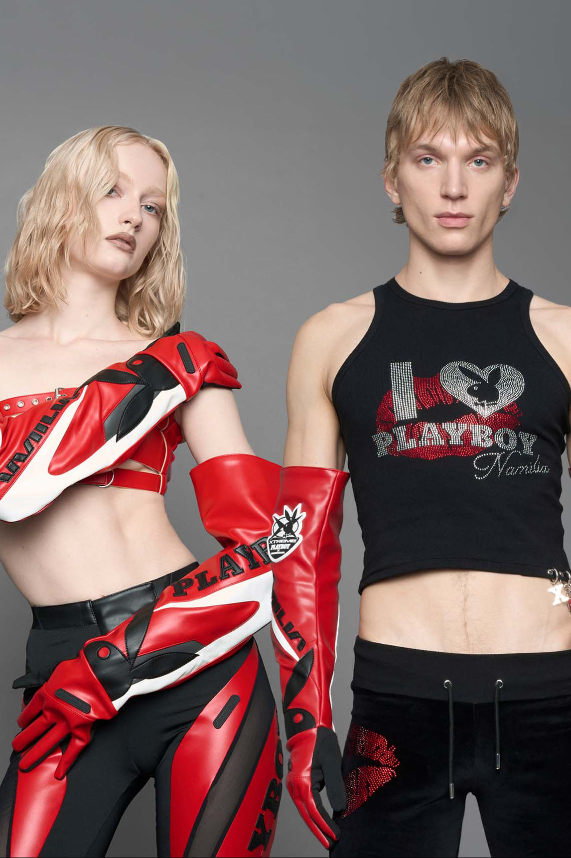 Playboy Moto Gloves Red Black — view 1
