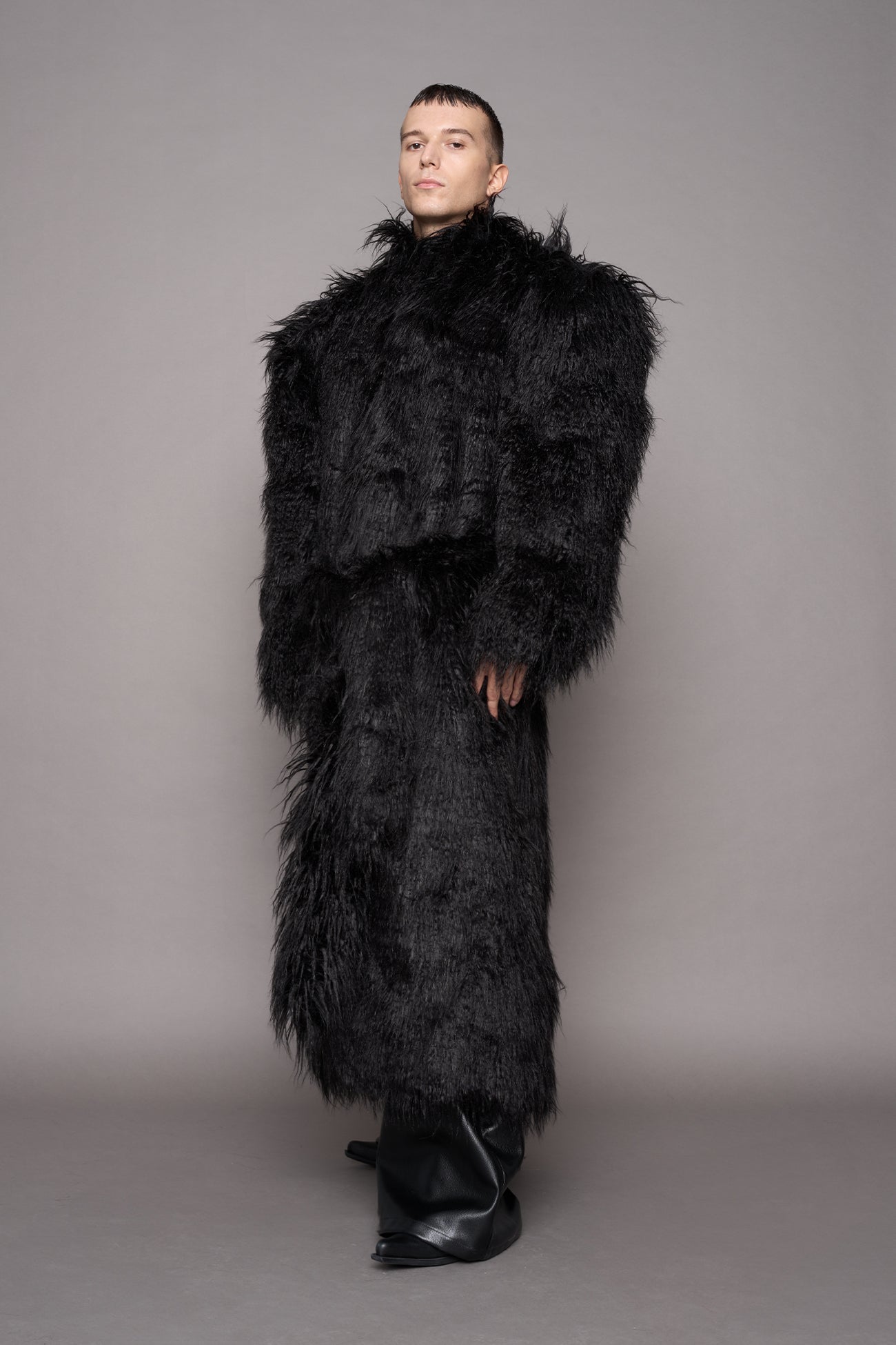 Midnight Faux Fur Coat Black — view 7