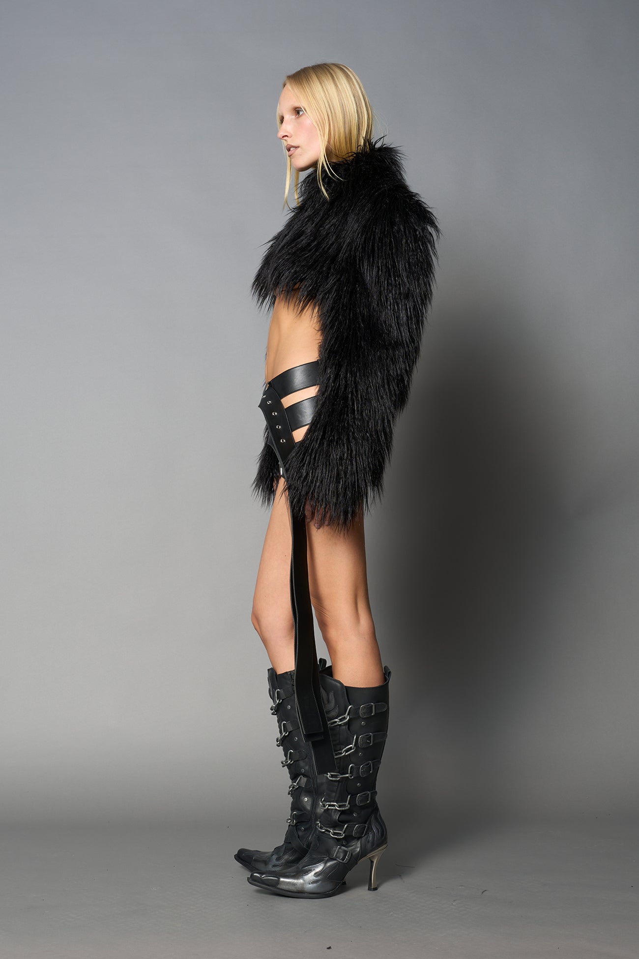 Diva Faux Fur Bolero Black — view 2