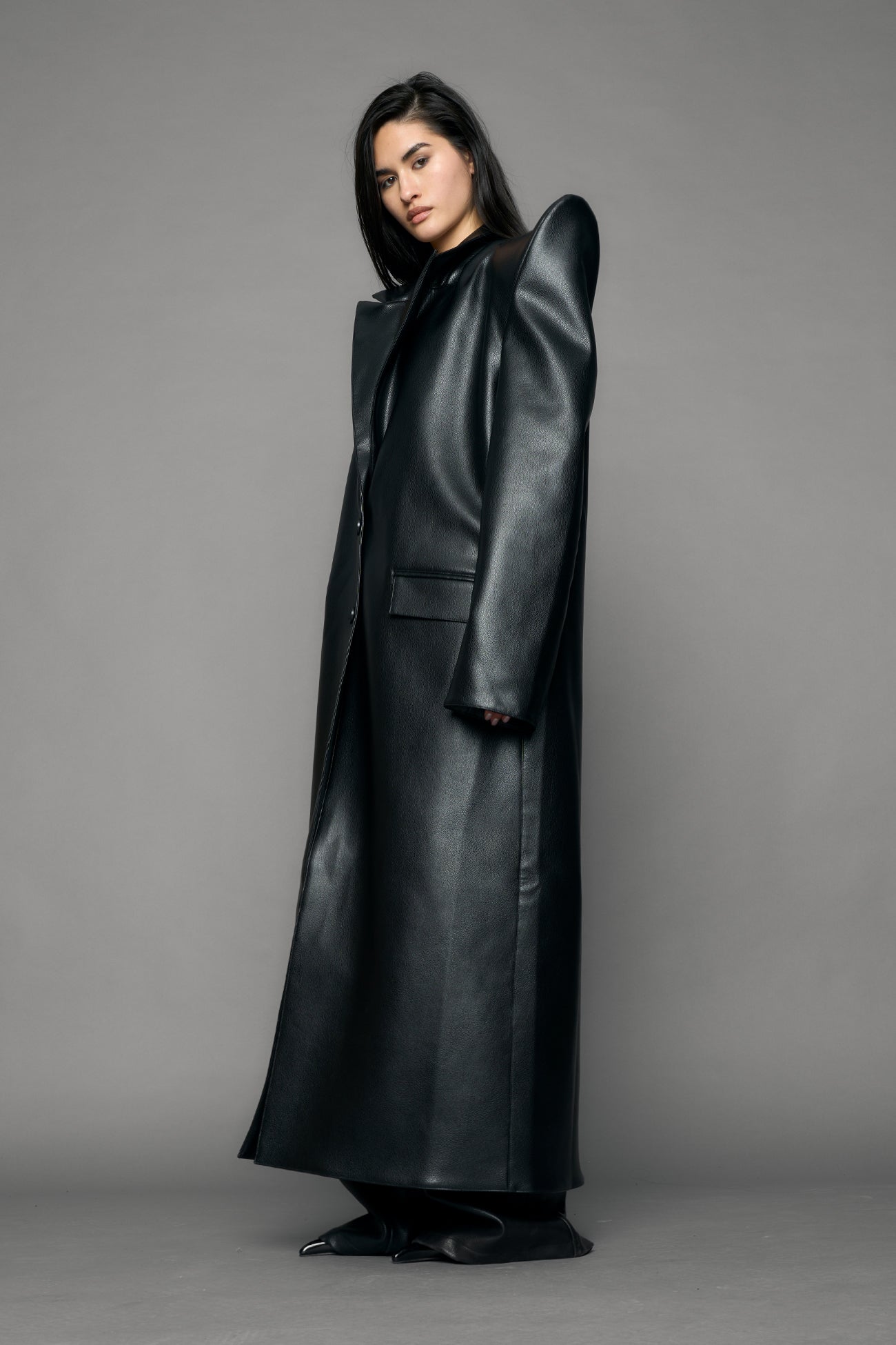 Doomsday Elongated Leather Coat — view 5