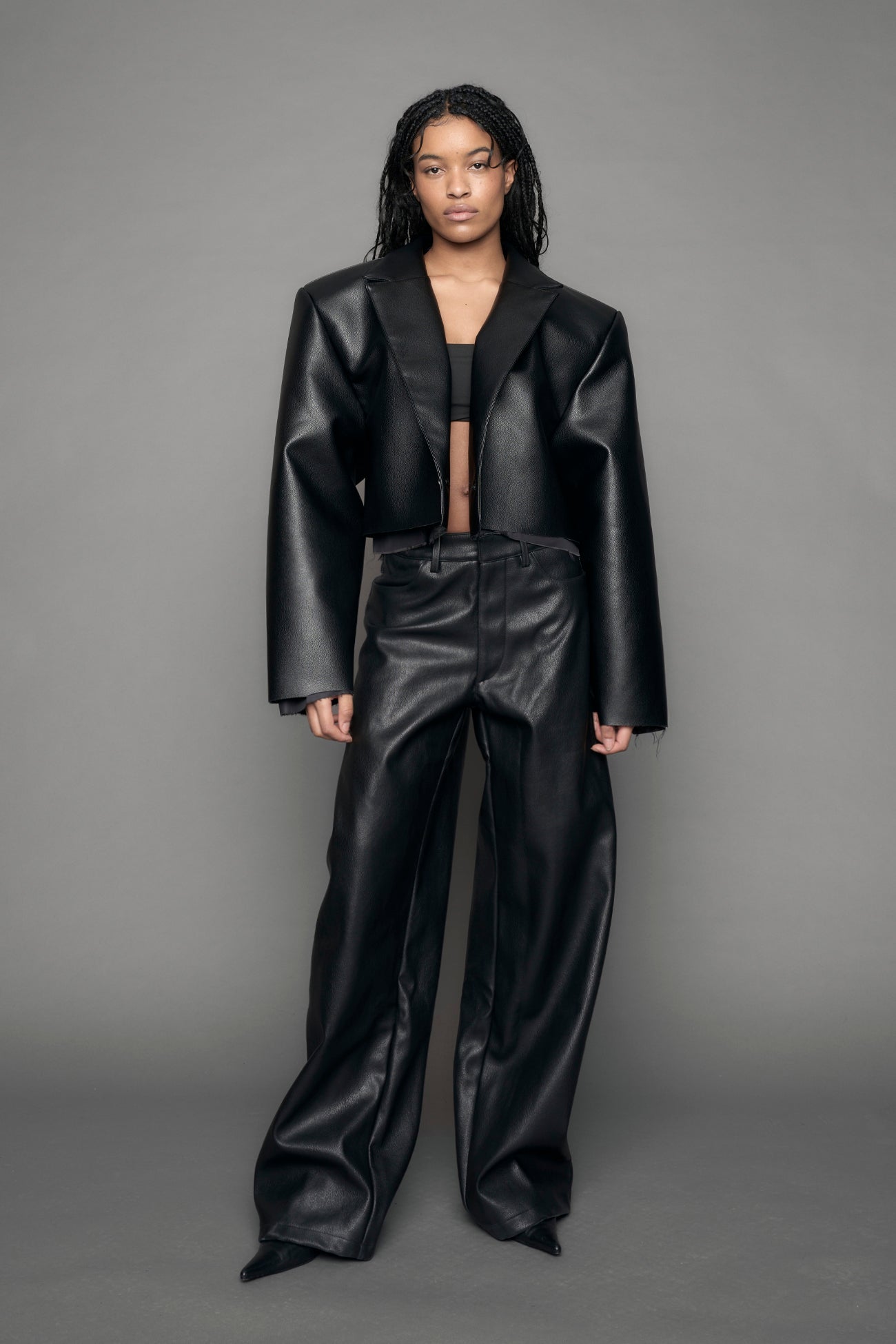 Leather Cropped Blazer — view 2