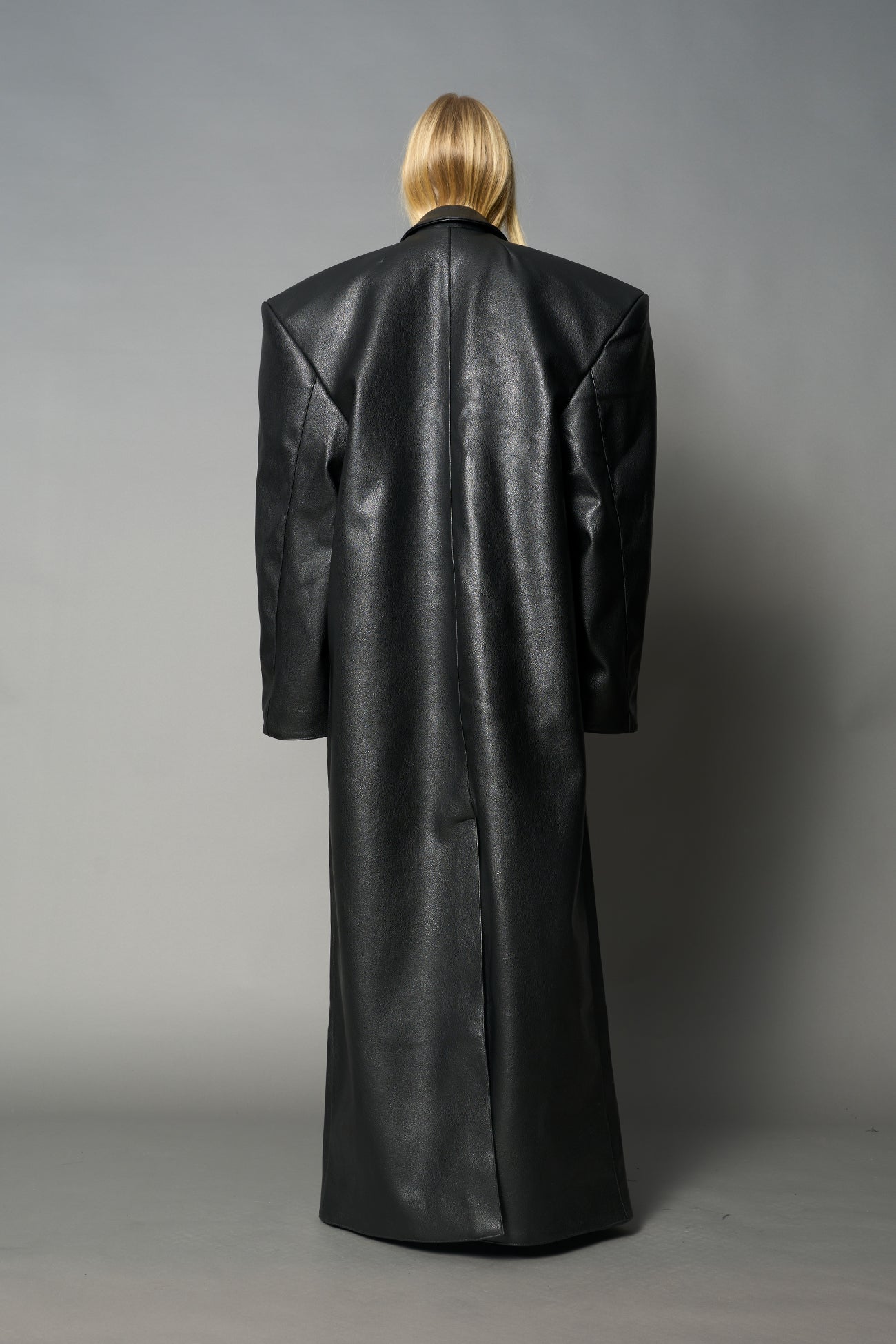 Leather Elongated Blazer Coat — view 5