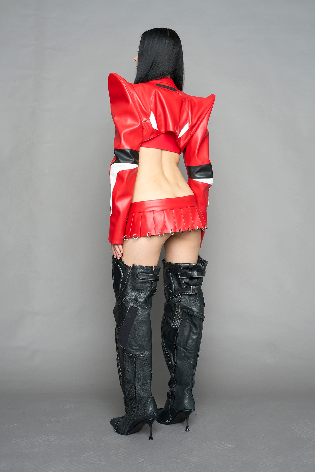 Pleated Mini Skirt With Rings — view 3