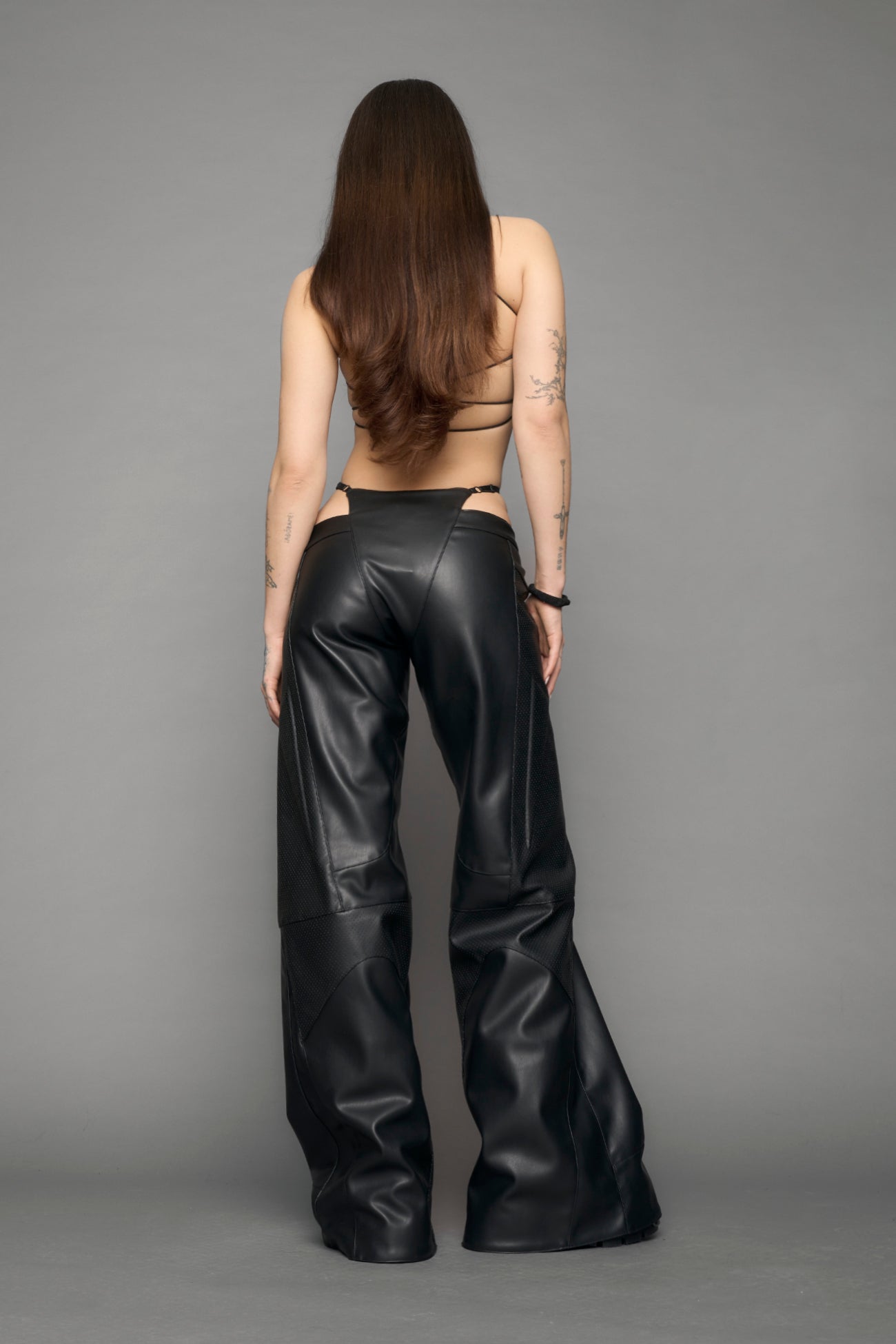 Perforated Moto Thong Pants — view 4