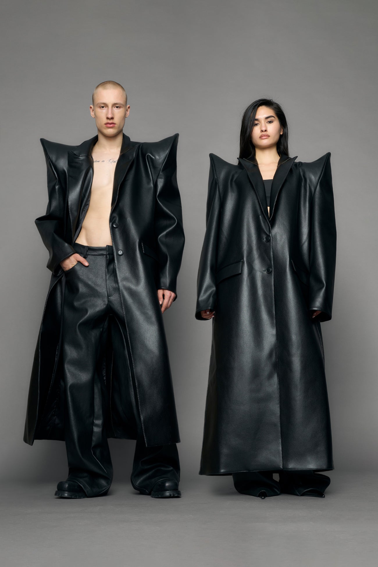 Doomsday Elongated Leather Coat — view 1
