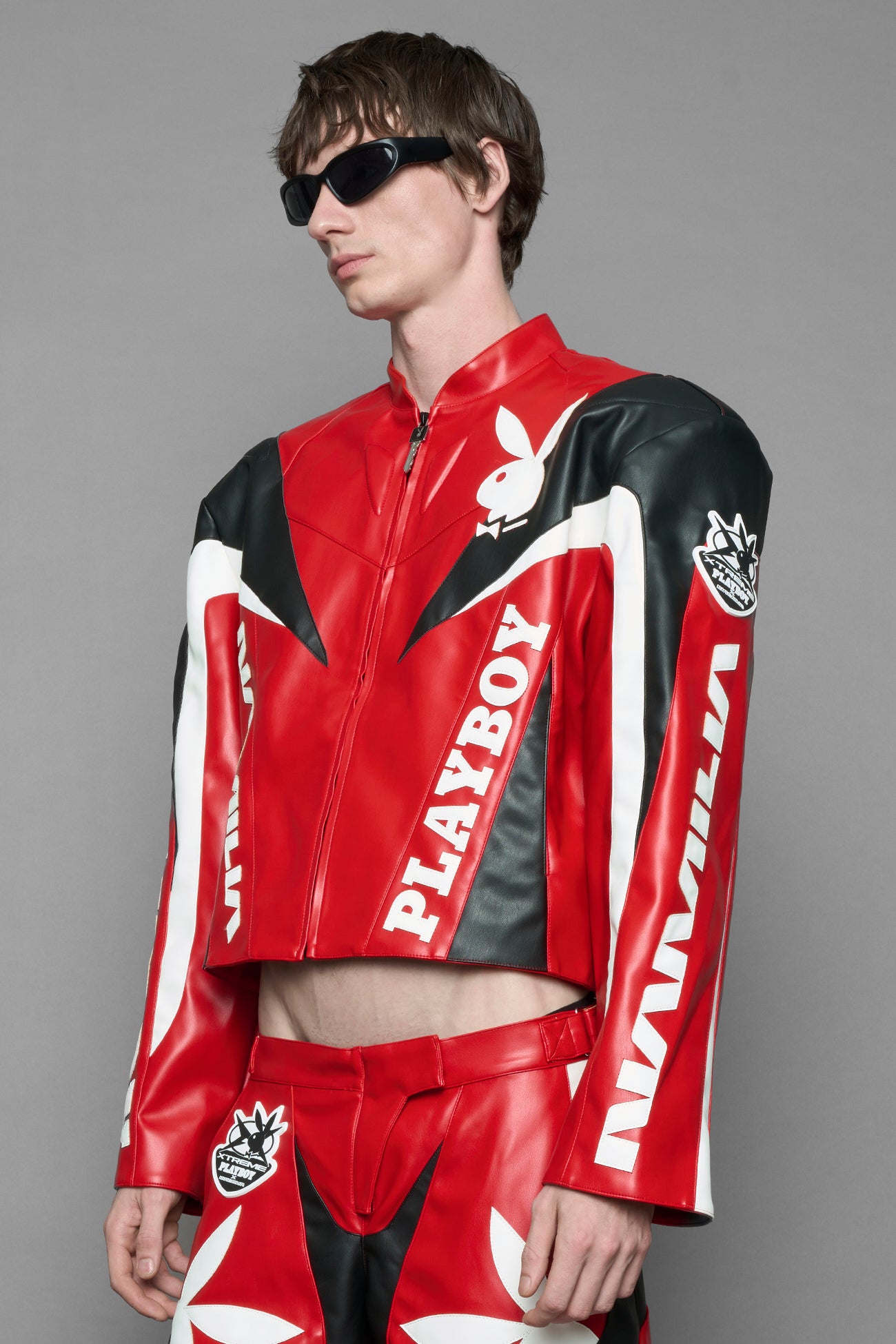 Playboy Moto Jacket Red Black — view 8