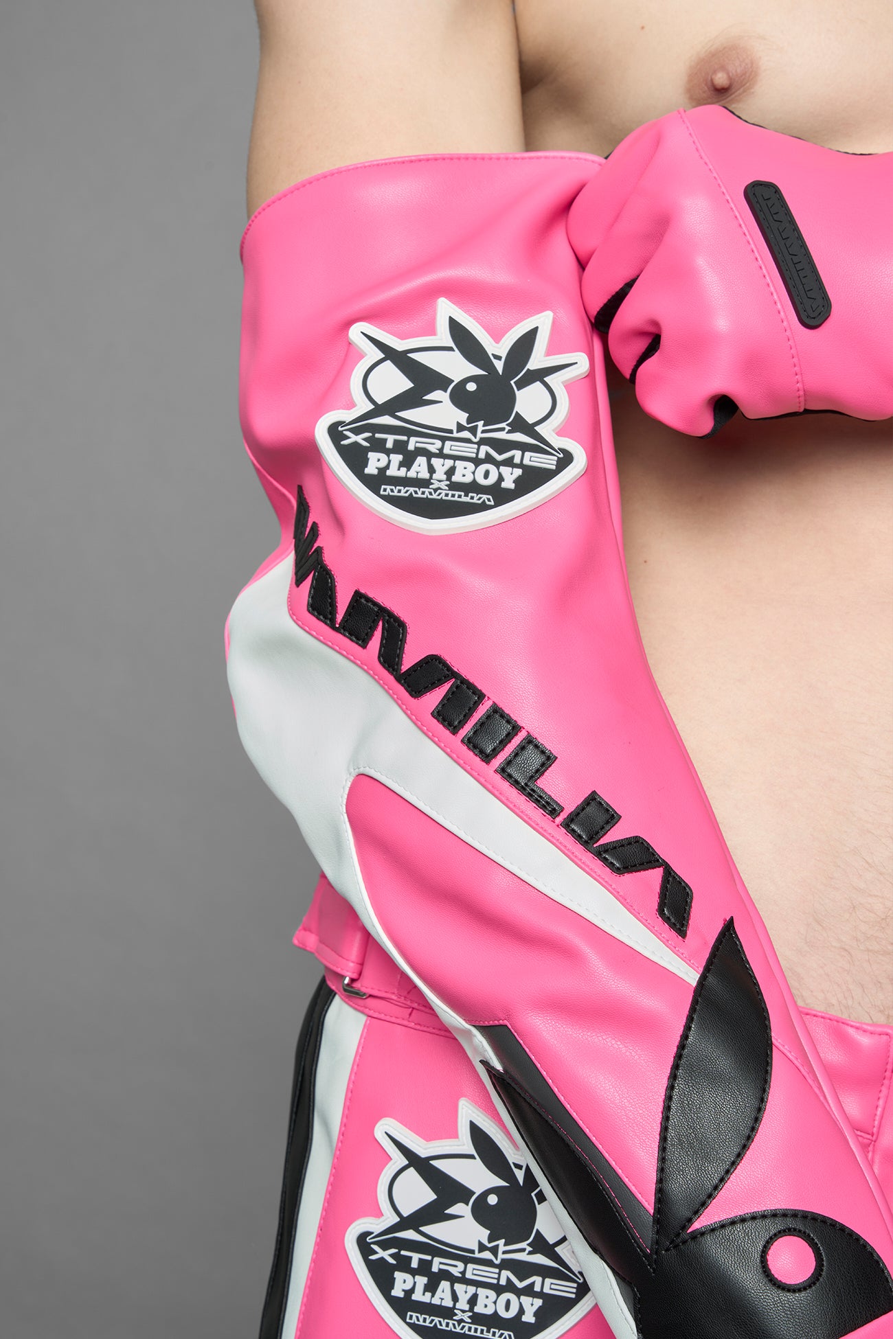 Playboy Moto Gloves Pink Black — view 8