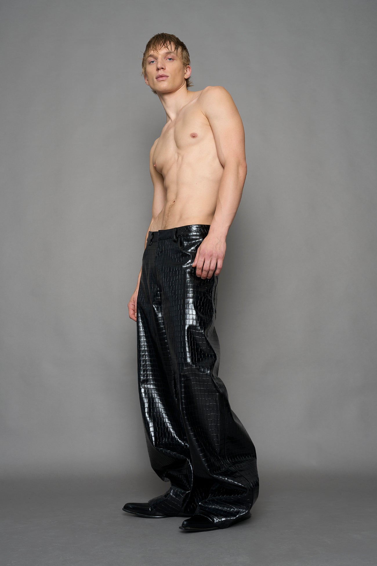 Leather Baggy Suiting Pants — view 6