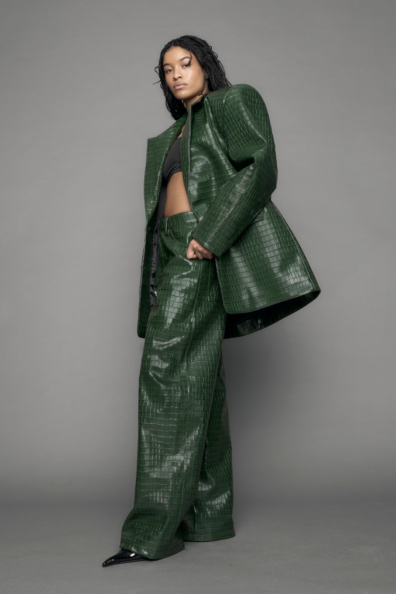 Leather Oversize Blazer — view 4