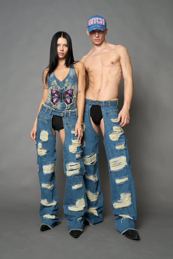 Denim Shredded Chaps