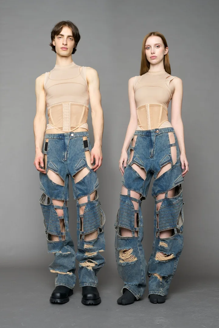 Moto Denim Floating Pants