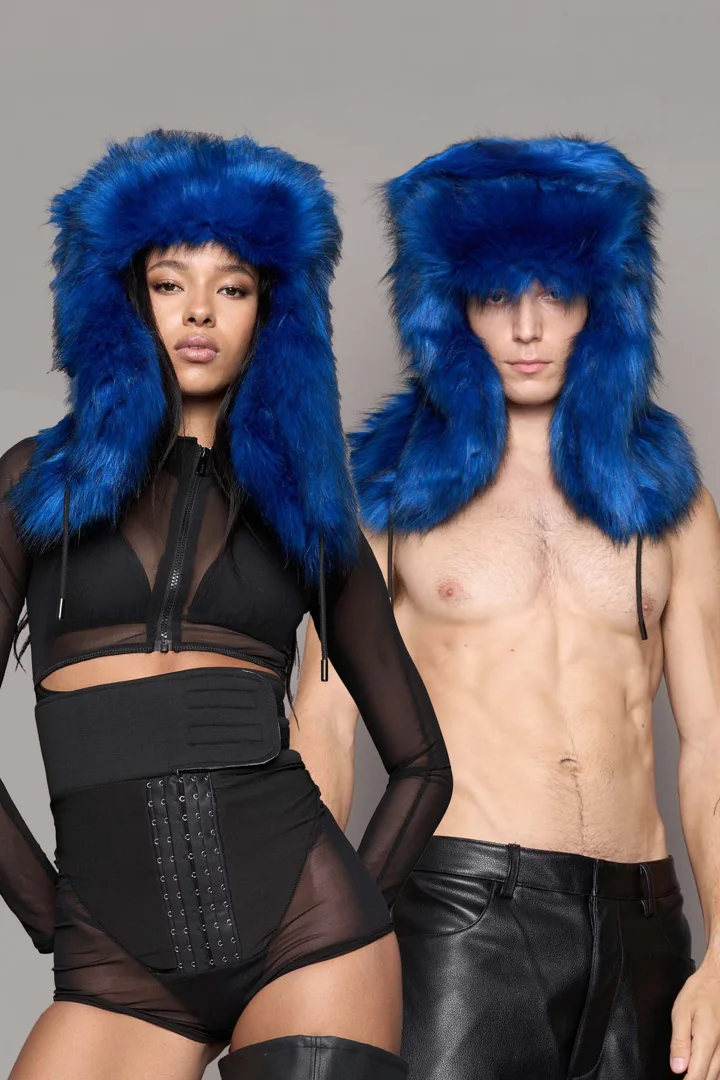 VIP Faux Fur Hat Cobalt