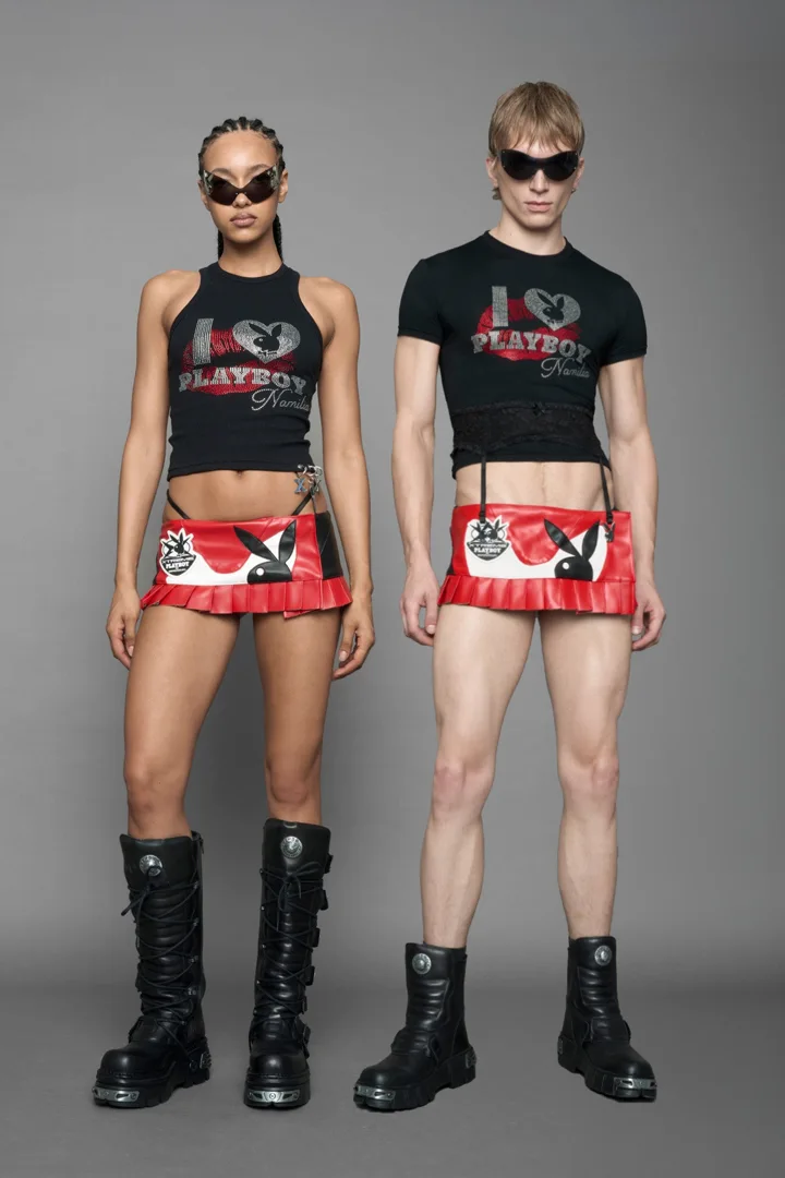 Playboy Moto Mini Skirt Red Black