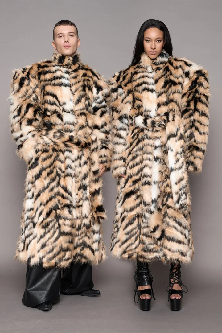 Midnight Faux Fur Coat Tiger